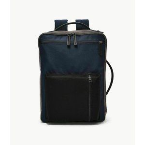 FOSSIL Buckner Convertible Backpack Navy Men Laptop Pocket Adjustable Strap NWT
